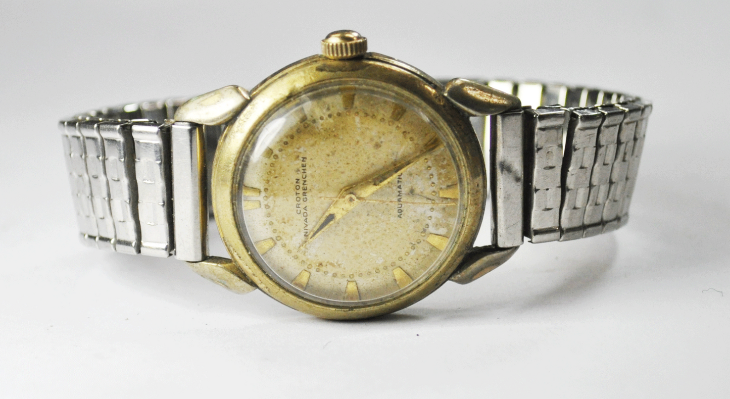 Vintage Croton E3SE C2374 Aquamatic 1256 Nevada Grenchen 31mm Fancy Lug Watch