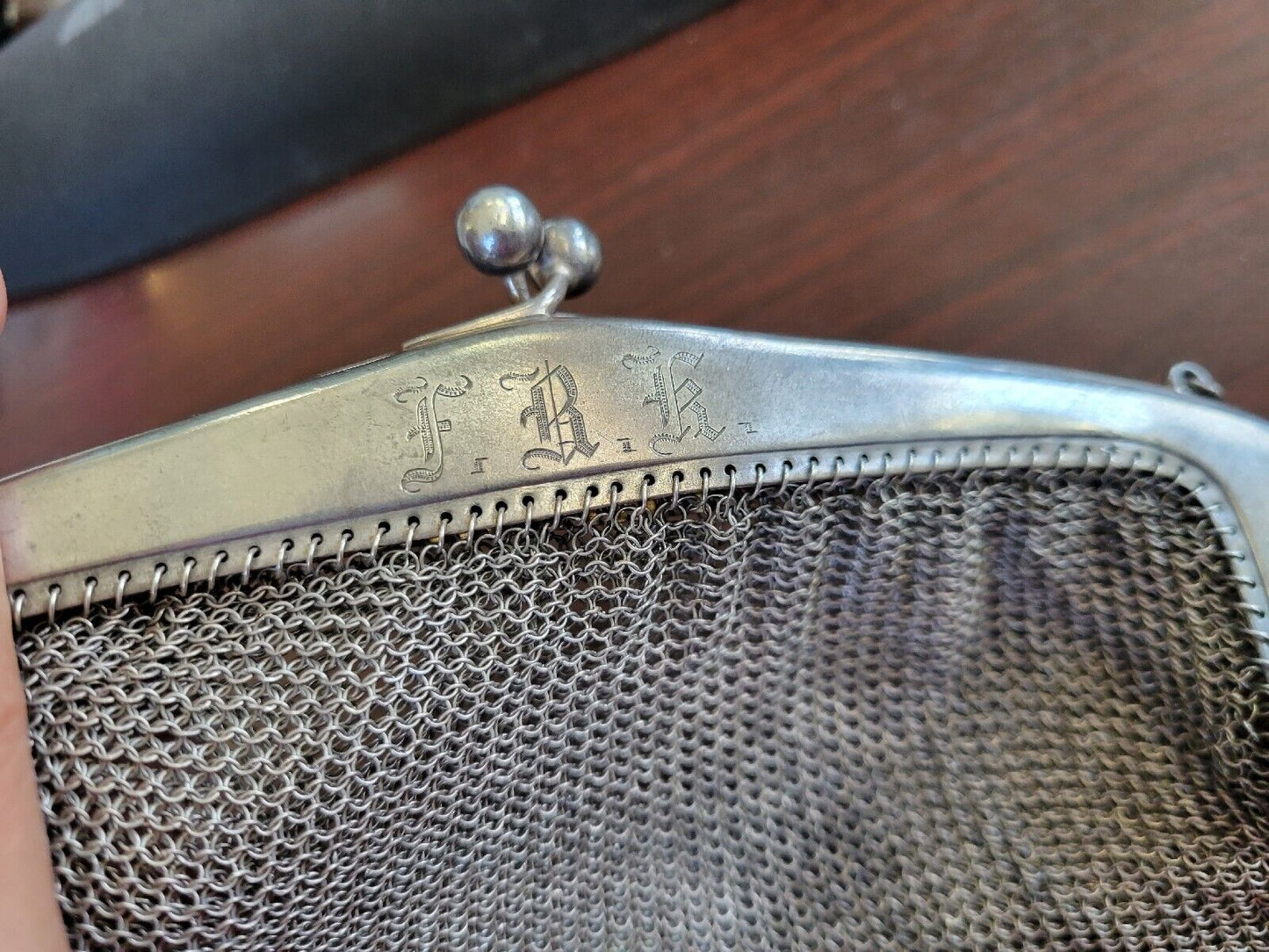 Geschutzt Sterling Silver Mesh Link Purse Germany Vintage Monogrammed 4.5oz