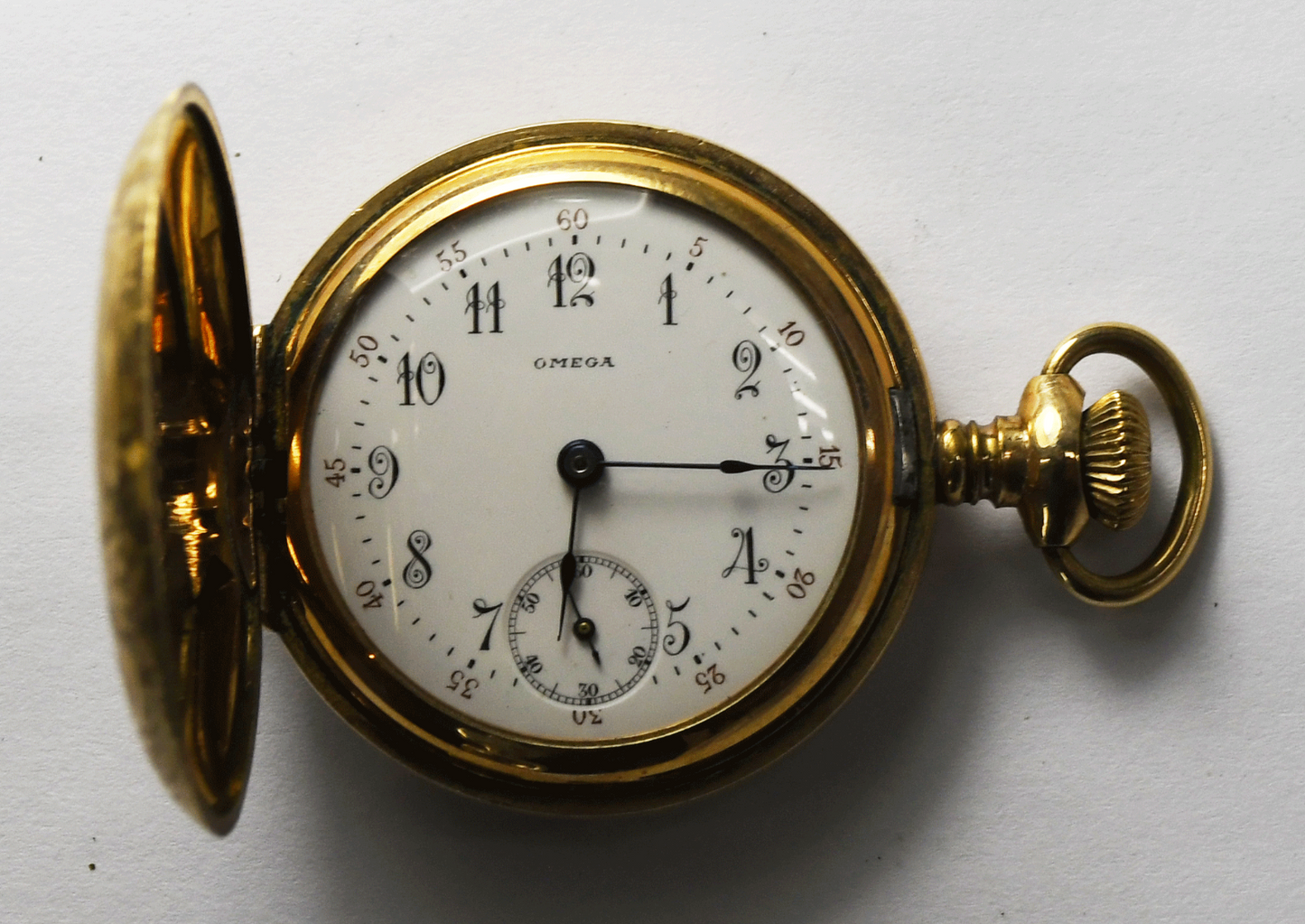 1903 Omega Size 0 Pocket Watch 20yr Gold Filled Hunters Case