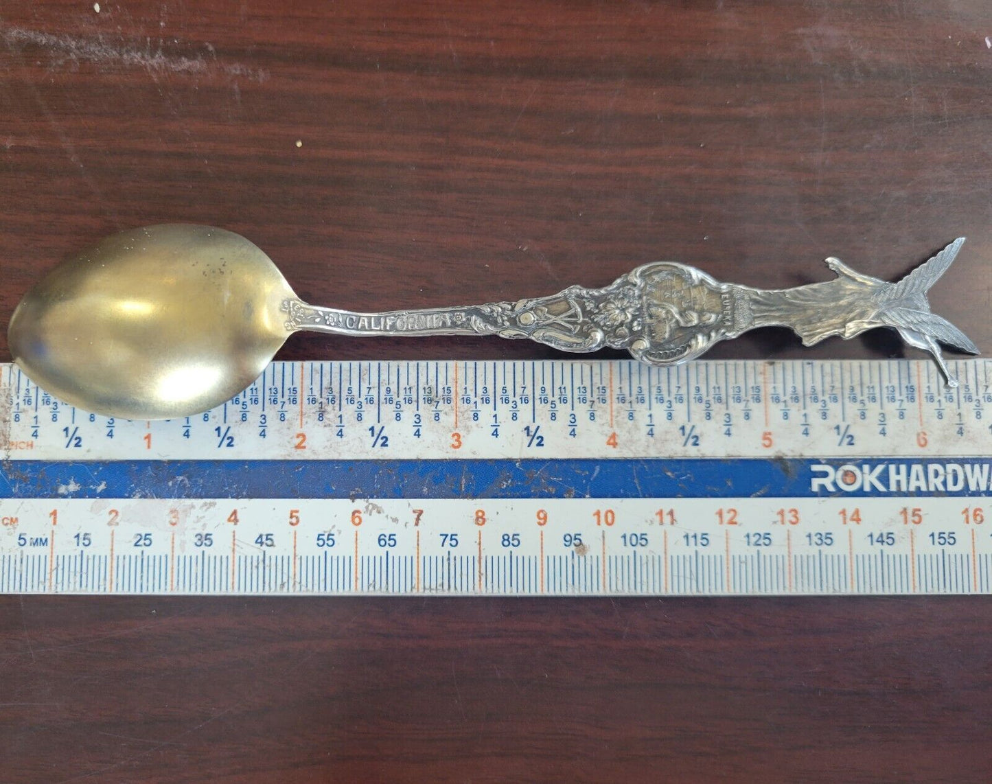 1903 Los Angeles Gala Sterlling Souvenir Spoon w/Goldwash Bowl Eureka .83oz.