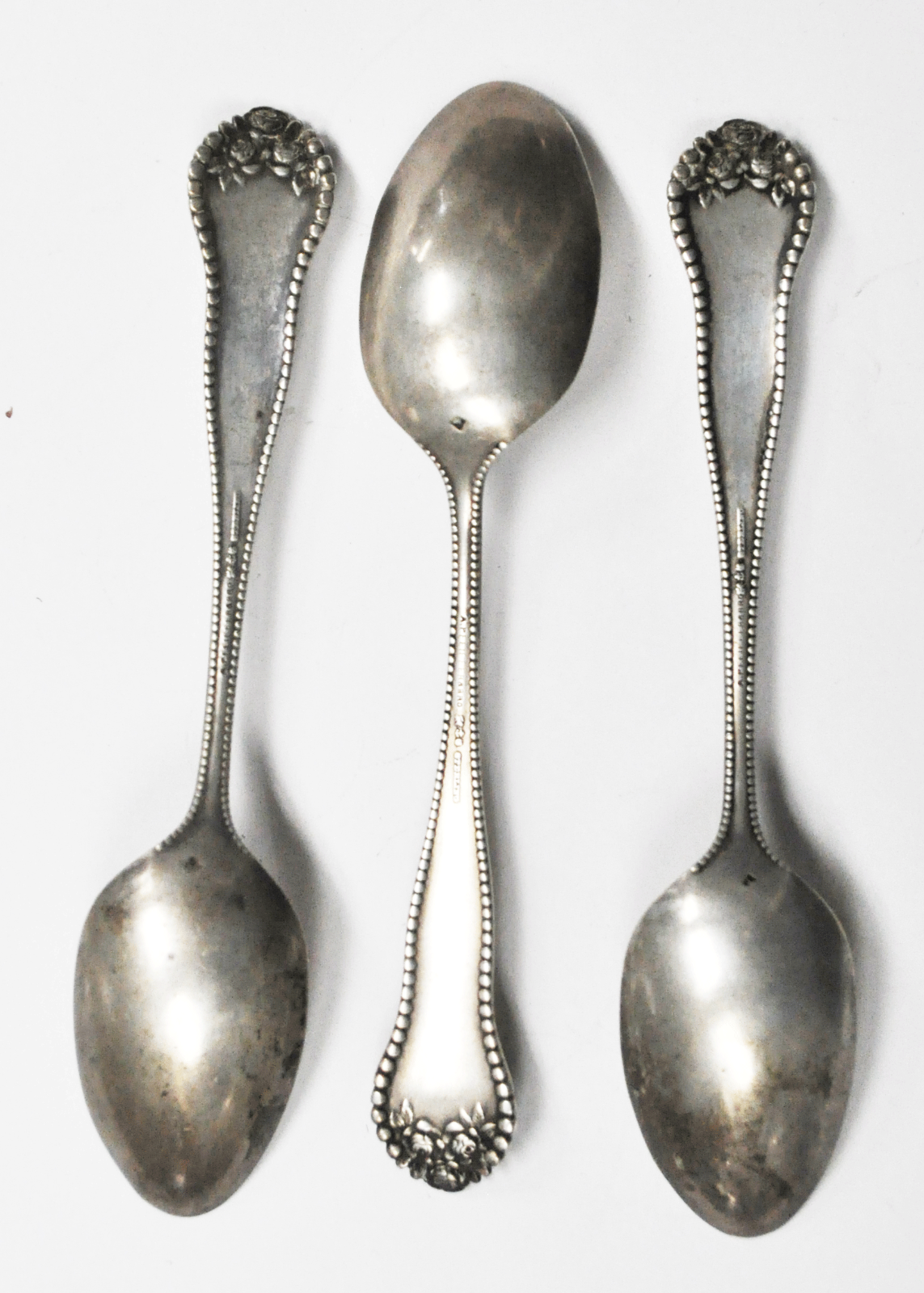 3 Sterling Silver Gorham Lancaster Pfeiffer Bro. Stamp Teaspoons 5-3/4"
