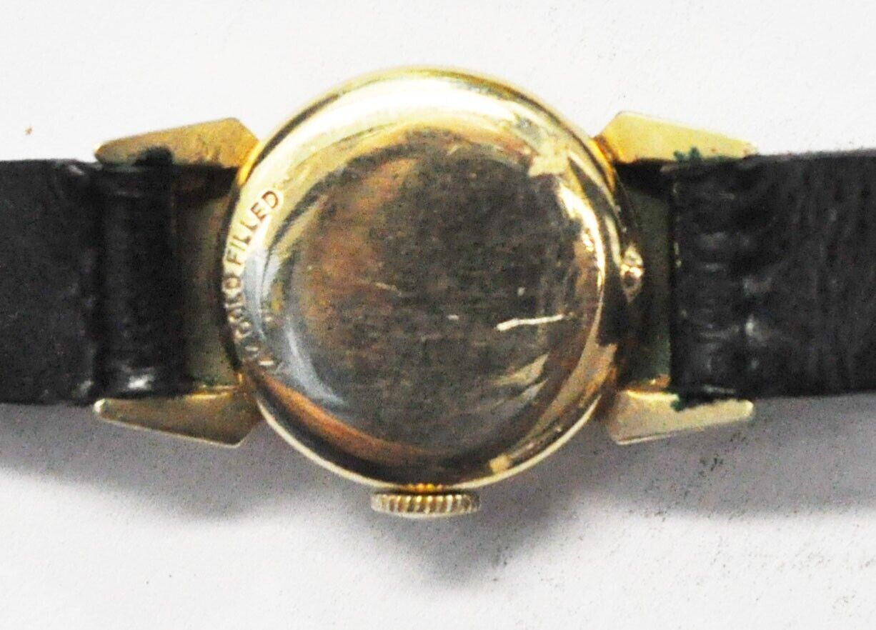 Lady Elgin Black Knight Fancy Lugs Gold Filled Wristwatch Not Running 18mm