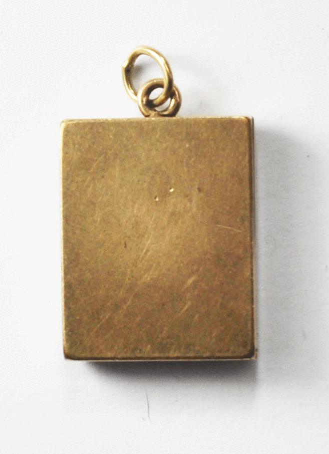 Gold Filled W&H Co Rhinestone Locket Rectangle Pendant 30mm x 21mm