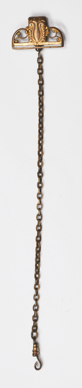 Gold Filled Victorian Pocket Watch Clip Filigree 4mm Chain 8"