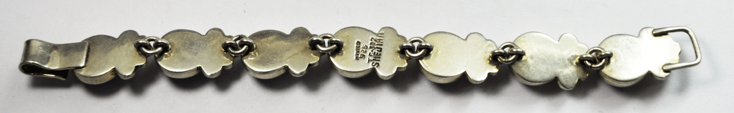 925 Mexico Salomon Mejia Alvarez TC-302 Turquoise Berry Link Bracelet 15mm 6.75"