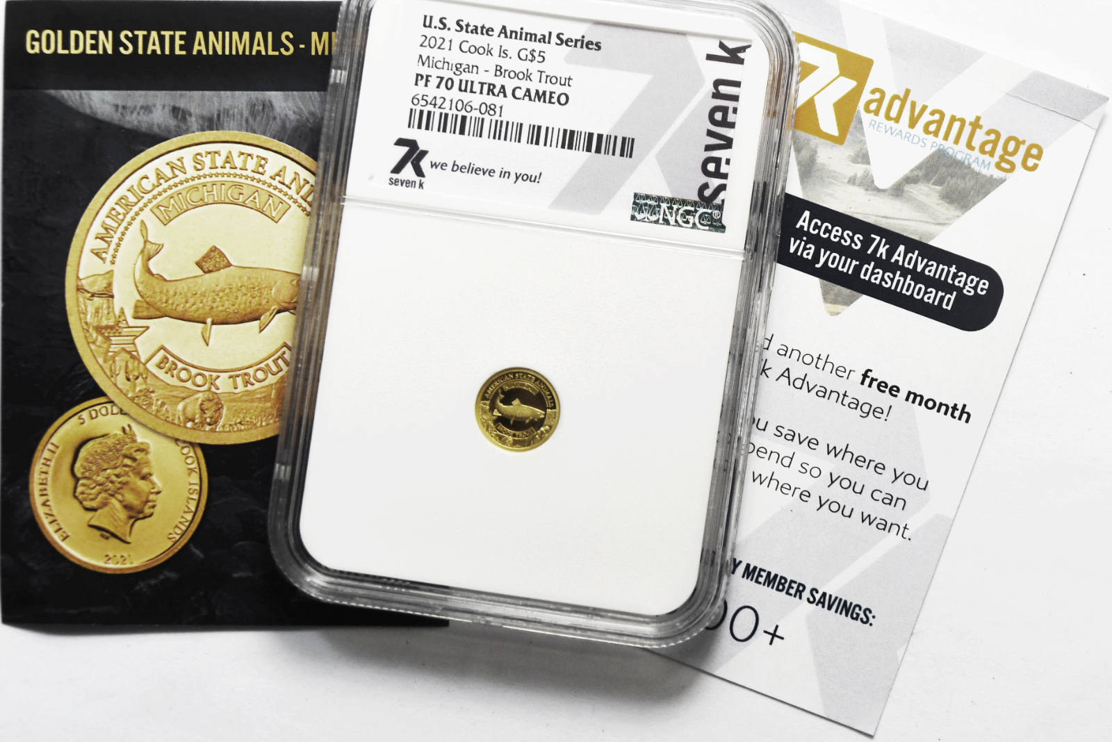 2021 $5 Cook Is Gold .5g Animal Series 7k NGC PF70 UC Michigan