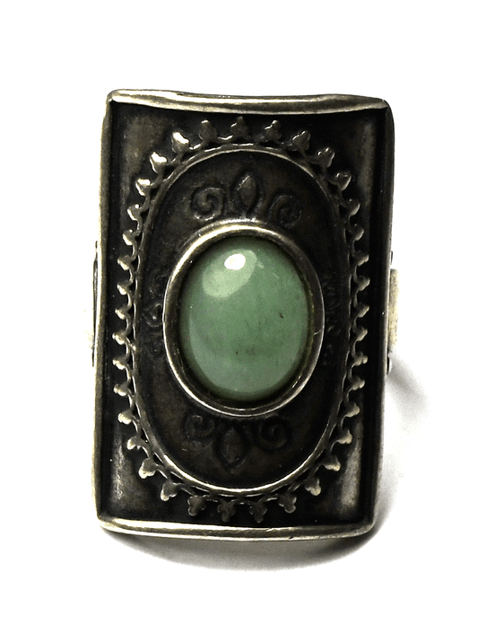Sterling Silver Didae Oval Green Chalcedony Shield Ring 28mm Size 9