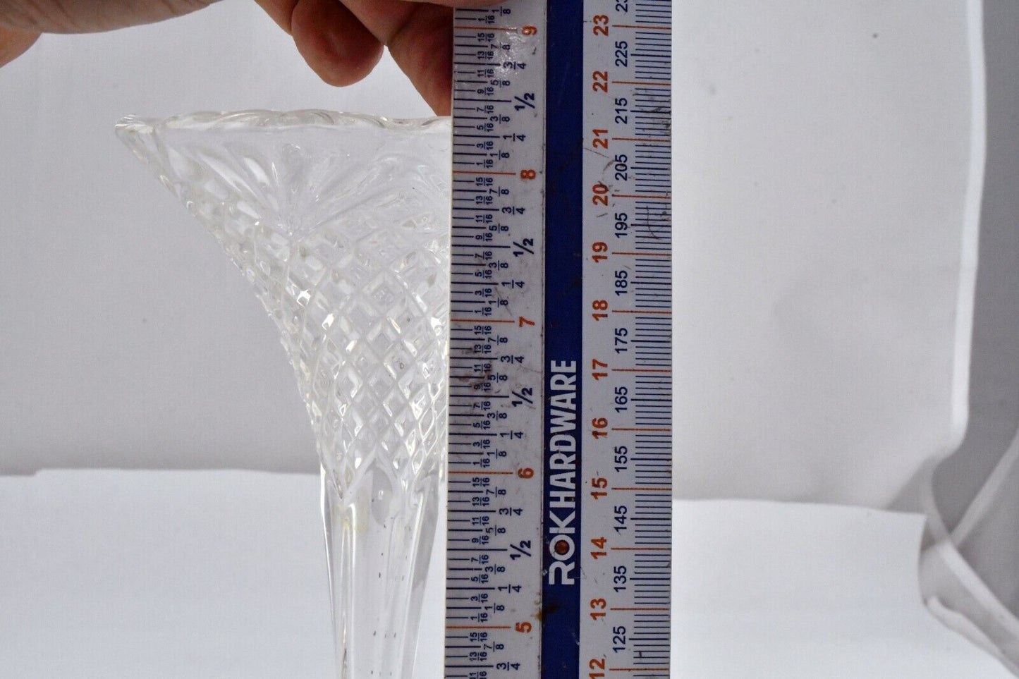Vintage Molded Glass Fluted Footed Bud Vase 8 1/2" Tall