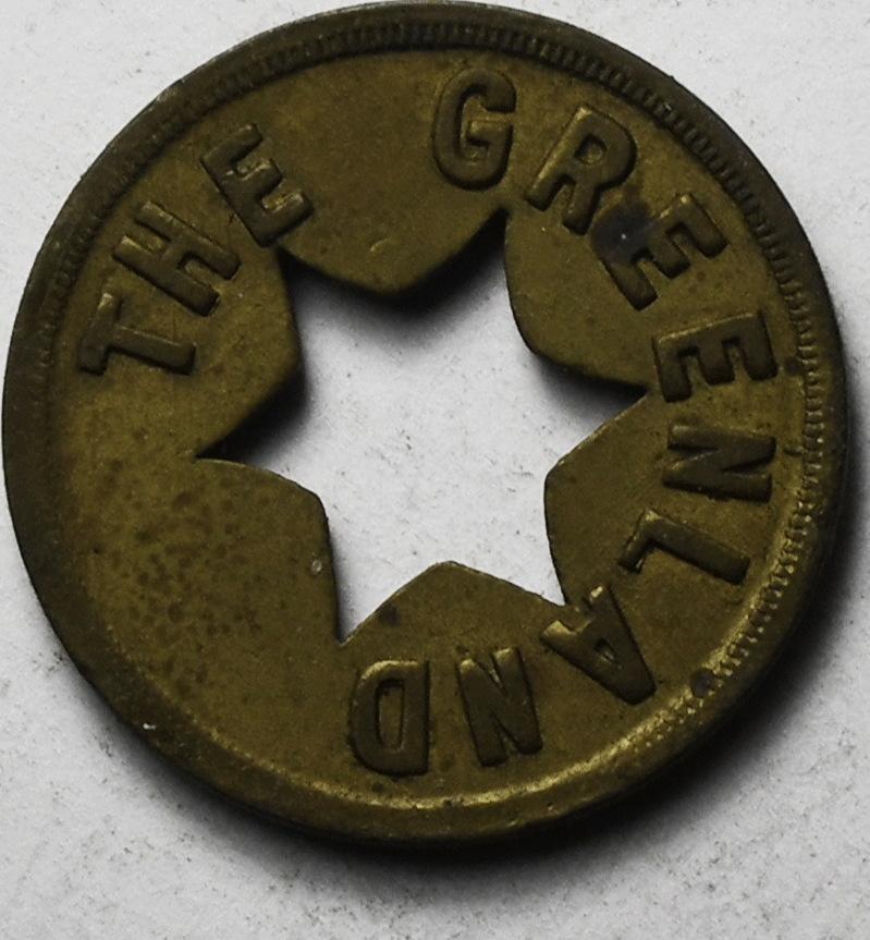 The Greenland Billiards 5c Trade Token Seattle Washington 22mm Star Cutout