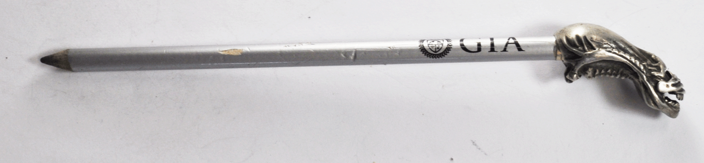 Sterling Silver Alien Pencil Eraser Cap heavy Articulated Jaw Mouth 1-3/4"