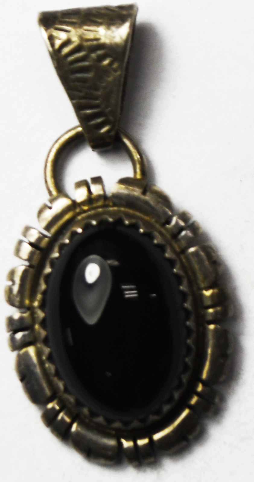 Sterling Silver Nila Cook Johnson Oval Black Onyx Pendant 32mm x 15mm
