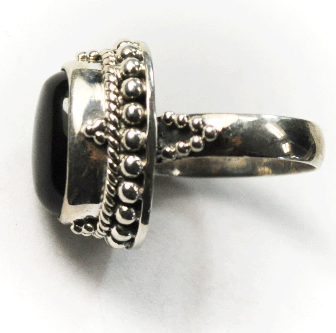 Sterling Silver Samuel B Black Onyx Oval 20mm Size 5-3/4 Ring