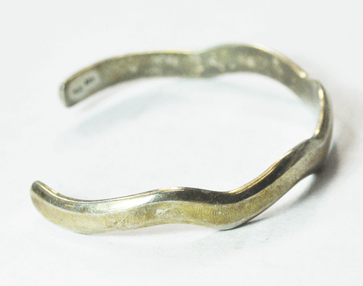 Sterling Silver Mexico Zigzag Wave Bracelet 6mm Cuff 7" Wrist