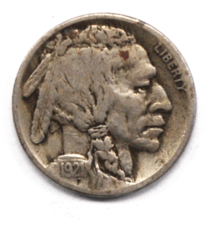 1921 S 5c Buffalo Nickel Five Cents US San Francisco Rare VF