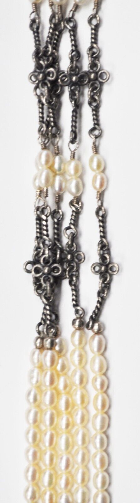 Sterling Silpada 5 Strand Pearl N1214 Toggle Flower Twist Chain Necklace 17"