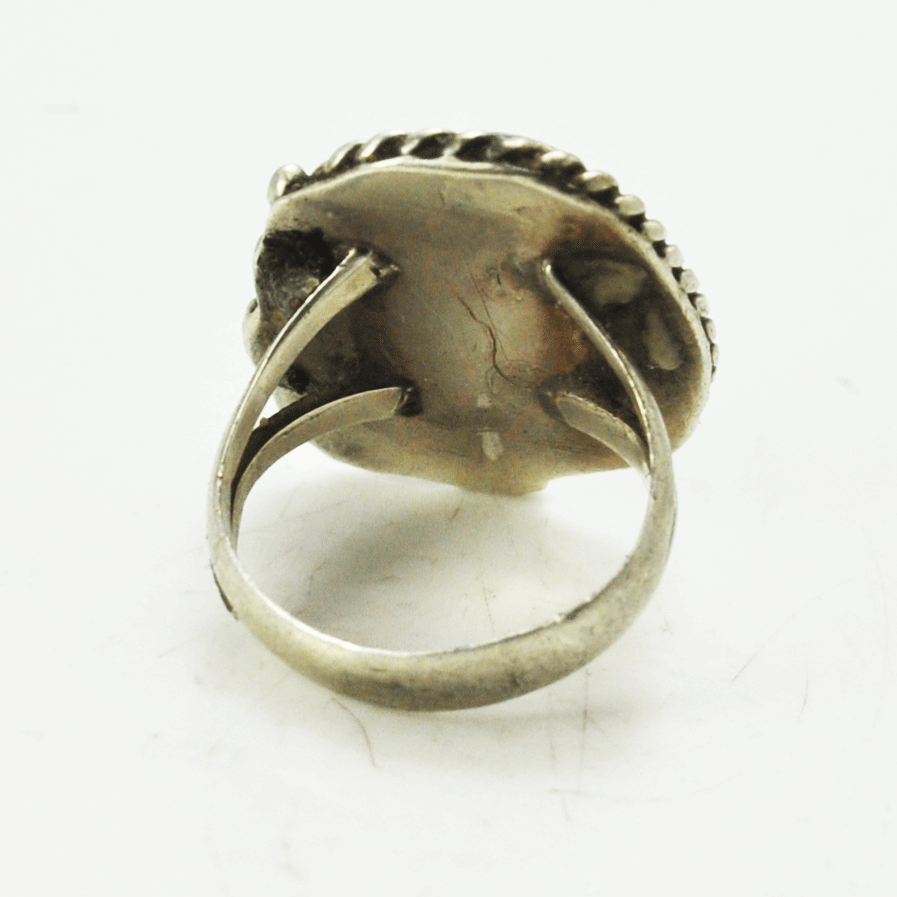 Sterling Silver Monroe Ashley Turquoise Chunk Fan Edge Ring 26mm Size 7