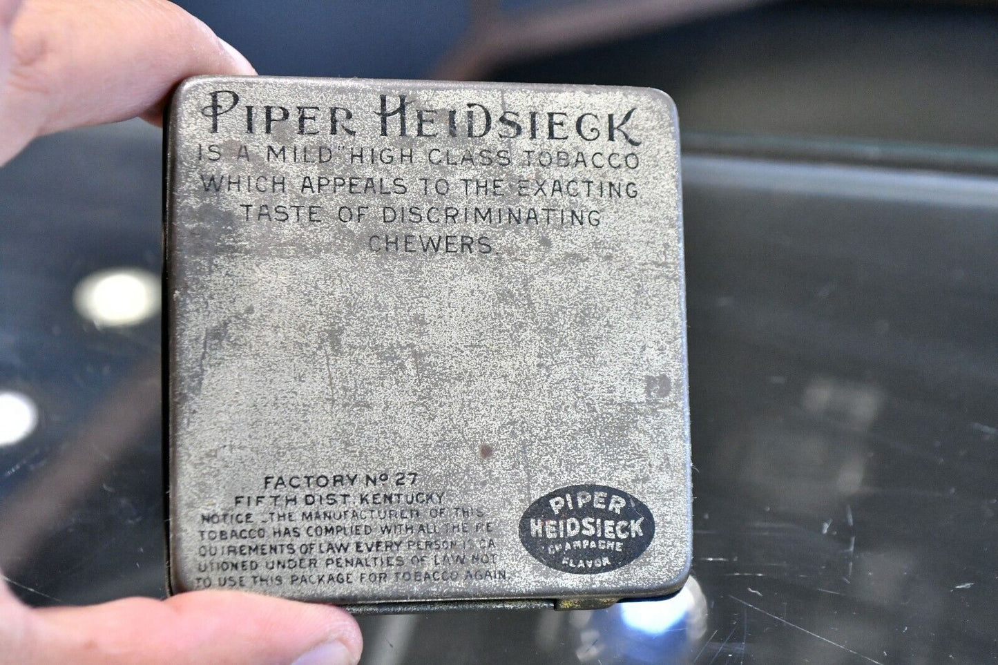 Piper Heidsieck Chewing Tobacco Champagne Flavor Tin Container 3" x 3" x 1/2"