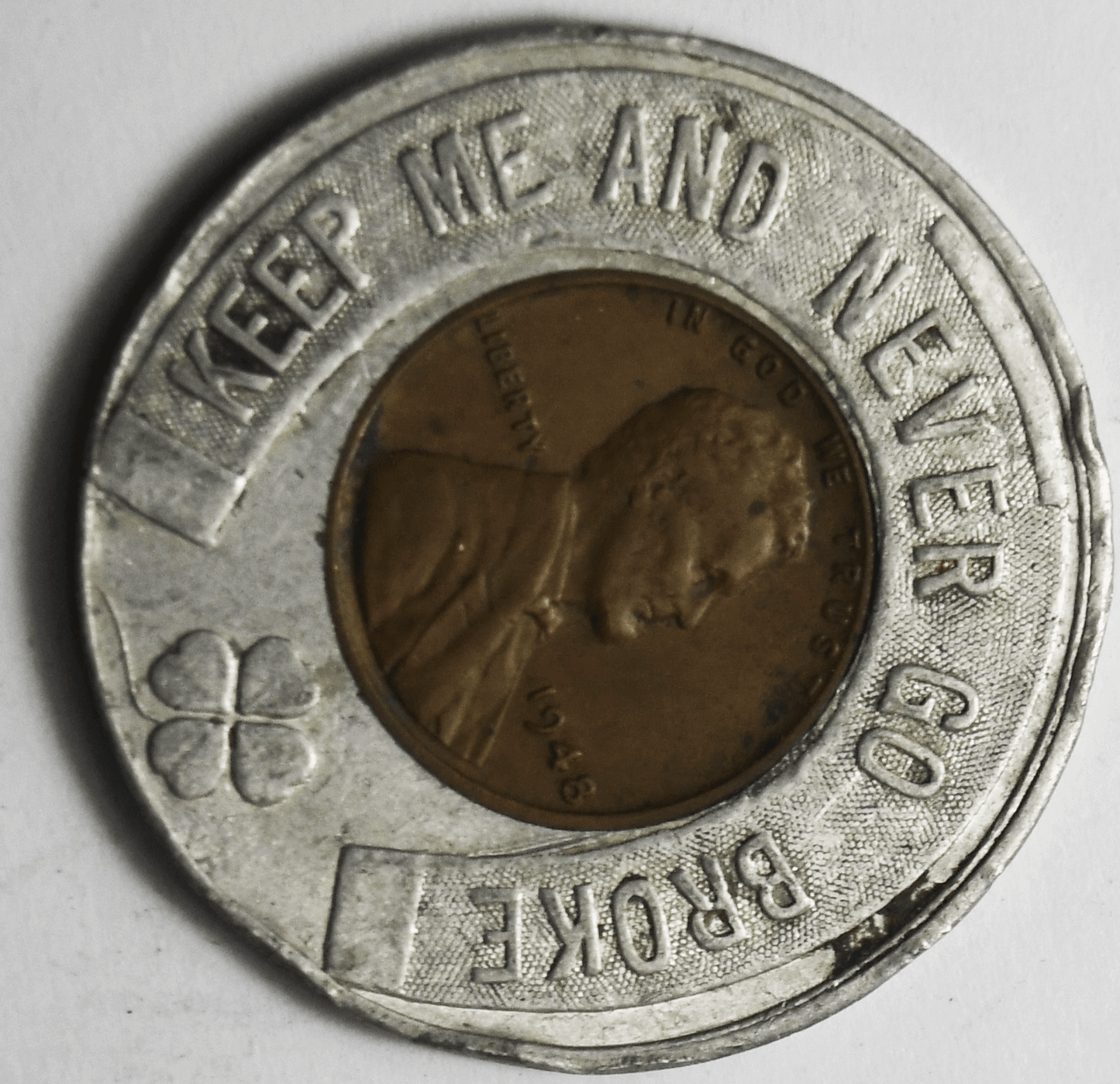 Encased Penny 1c 1948 Wheat Penny Bell Chevrolet Sedan Kansas