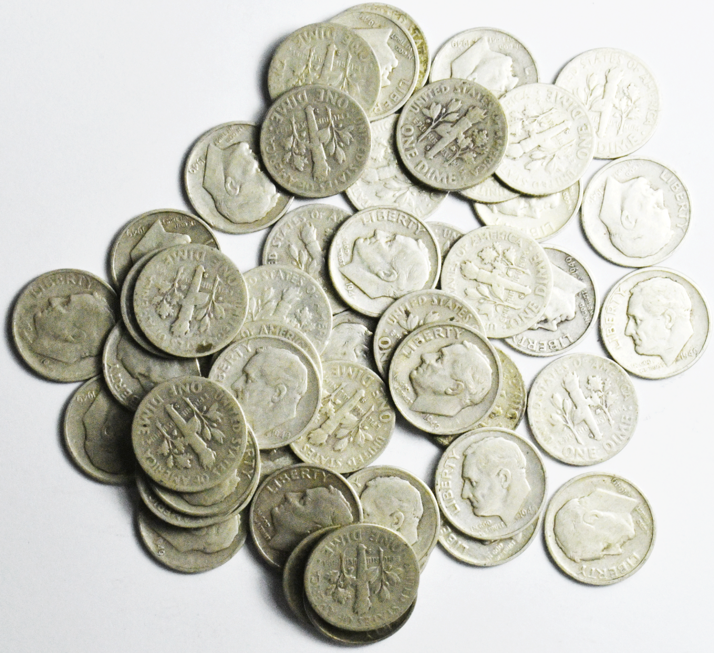 Roll of 50 1949 S 10c Roosevelt Silver Dime Ten Cents San Francisco