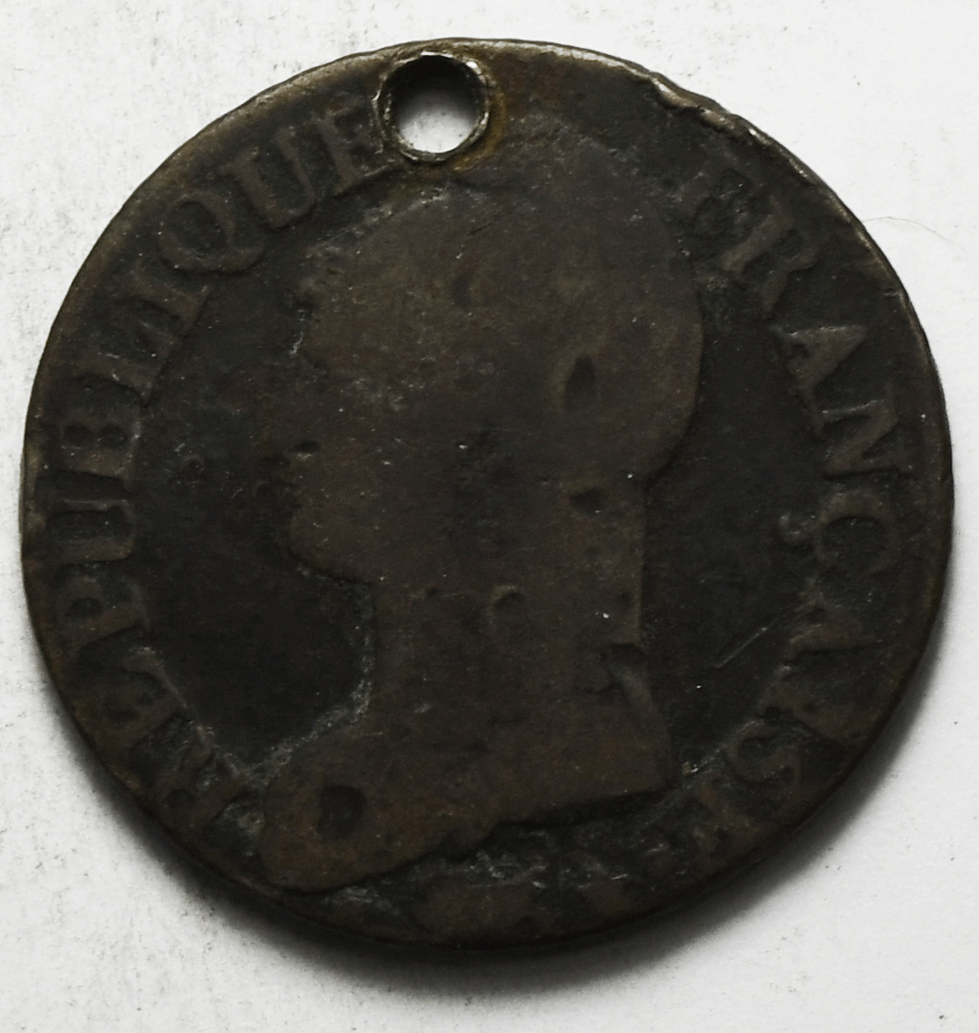 LAN 8/5 1799-1800 A France 5 Centimes KM# 640.1 Holed