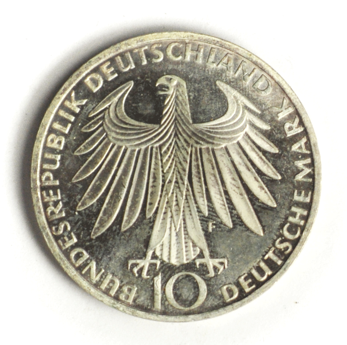 1972 F Germany Federal Republic 10 Ten Mark Silver Coin KM# 132 Proof