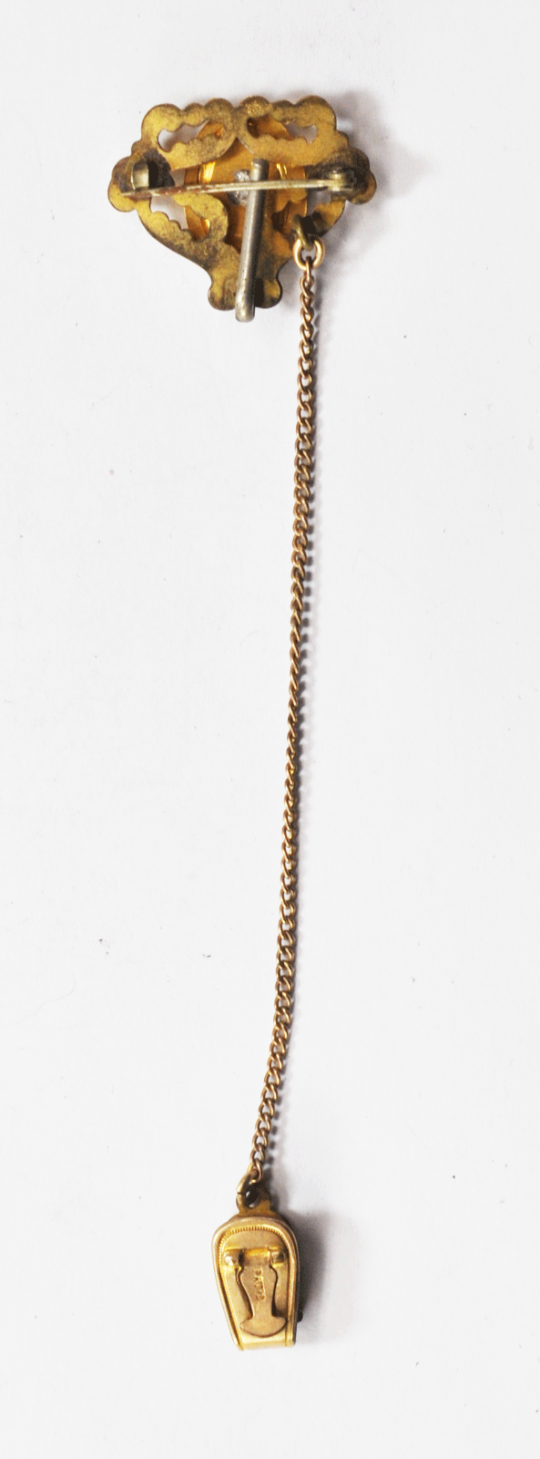 Antique Victorian Pocket Watch Chain Clip Bonnet Bust Fob Brooch Pin 31mm 6"