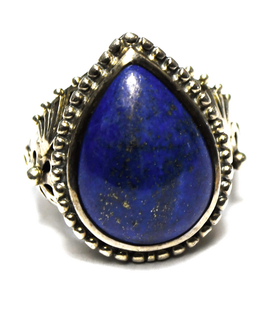 Sterling Silver Doug Paulus Blue Lapis Teardrop Ring 25mm Size 10