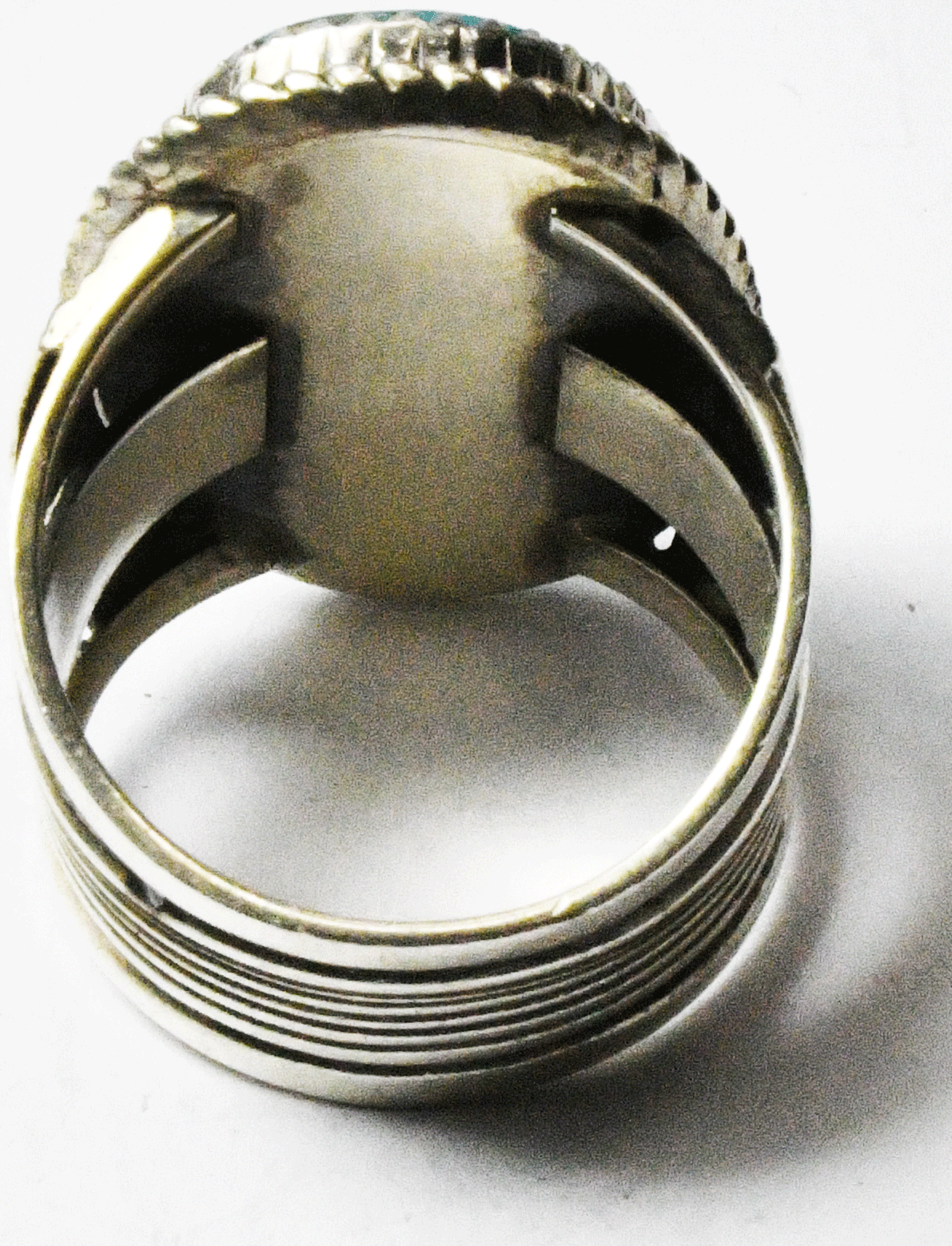 Sterling Silver G Boyd Turquoise Oval Split 29mm Ring Size 8