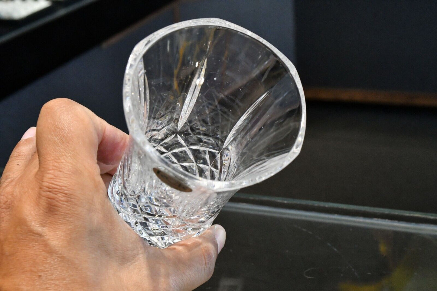 (RCR) Royal Crystal Rock Italy 24% Lead Crystal 5" Pineapple Cut Vase