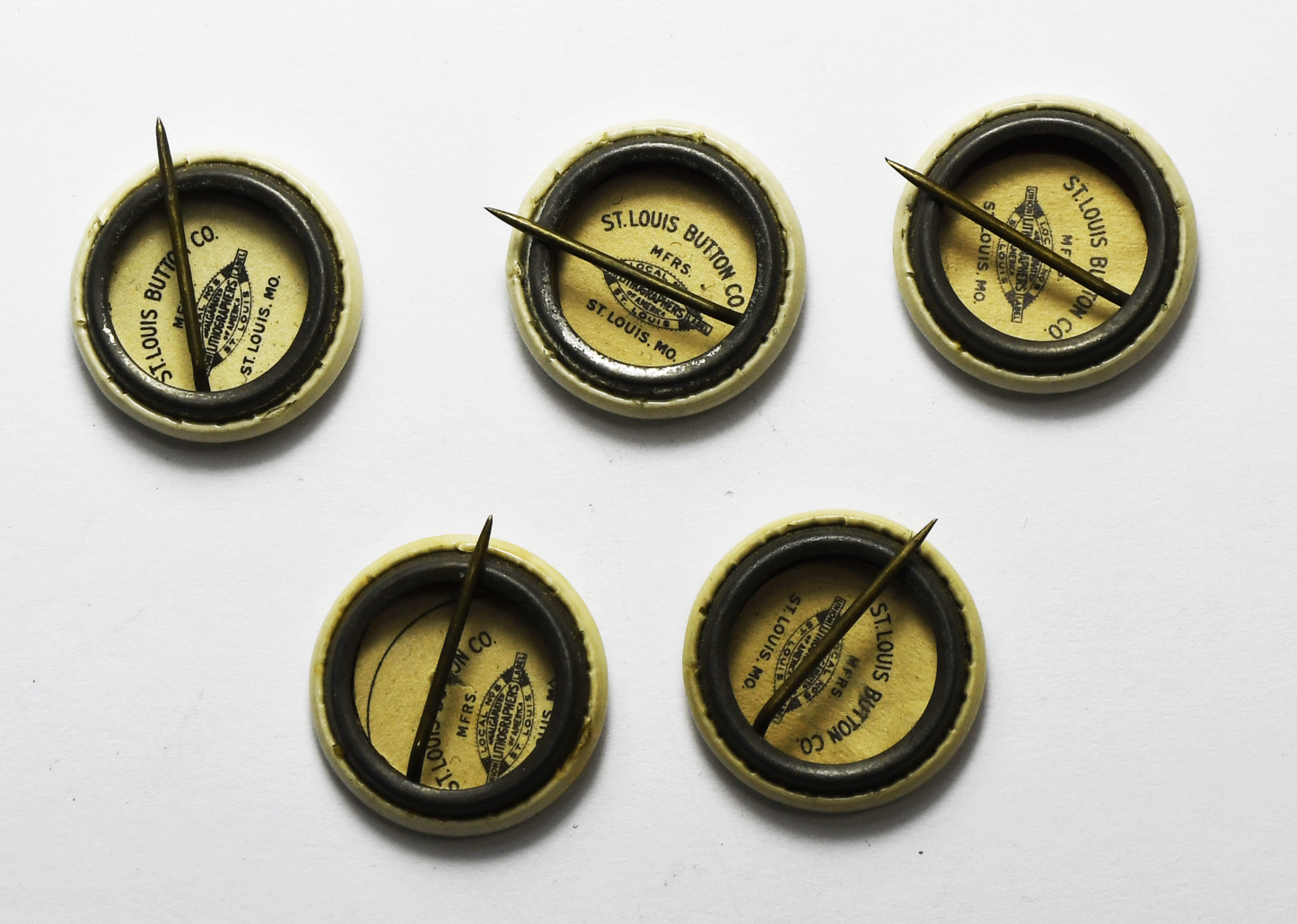 4-H Lucky Green Clover Vintage Pinbacks 19mm Set of 5 St Louis Button Co