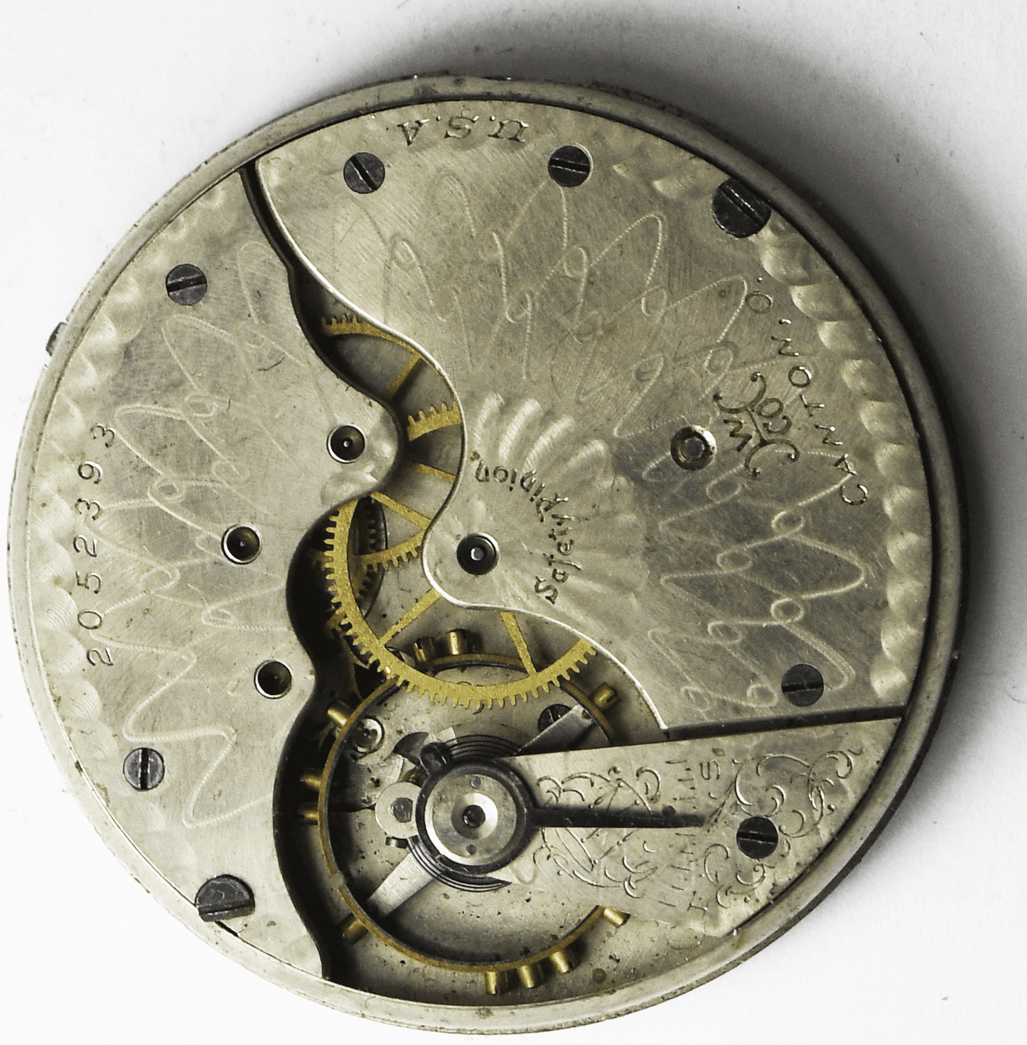 1905 Hampden Size 12 Grade 300 Pocket Watch Movement Private Label Cantonian