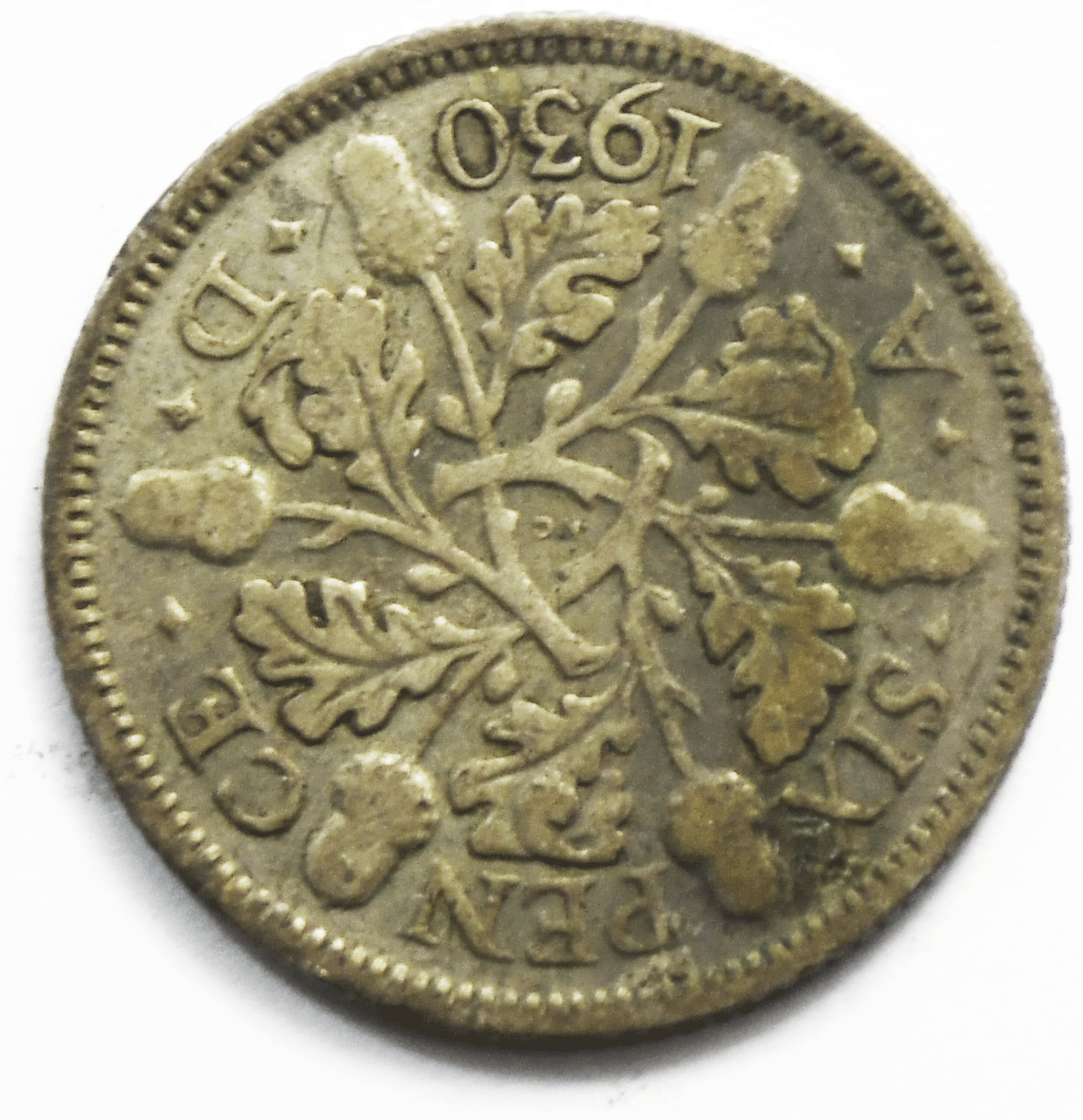 1930 Great Britain 6 Six Pence KM# 832 Silver Coin