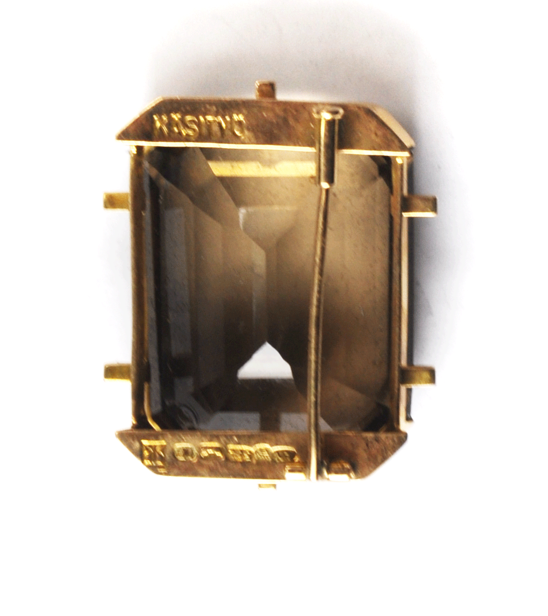 14k Kaunis Koru Finland Smokey Quartz 37mm x 30mm Brooch Pin Kasityo 27g