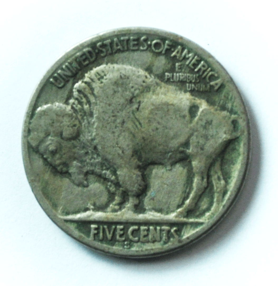 1921 S 5c Buffalo Nickel Five Cents US San Francisco Rare VF