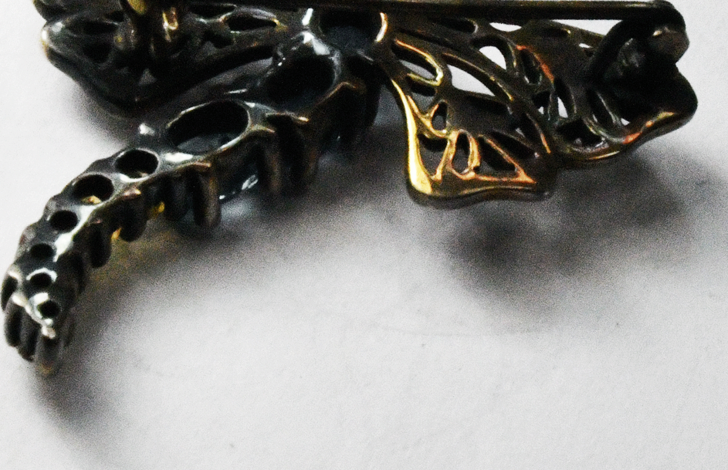 Sterling CID Clyde Duneier Dragonfly Purple Blue Orange Brooch Pin 36mm x 40mm