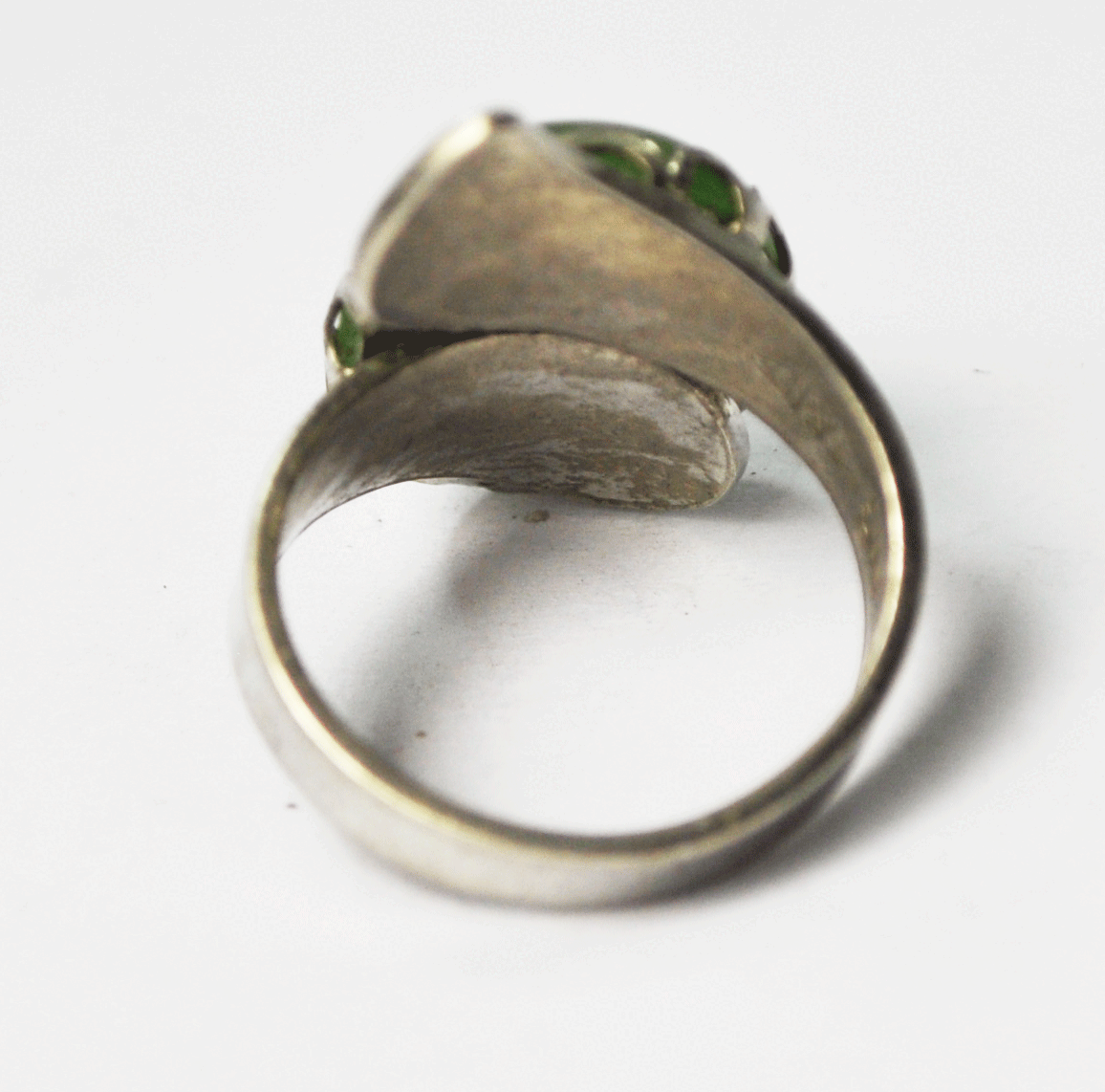Vintage Sterling Silver Clark Coombs Green Jade Wrap Around Ring 24mm Size 6
