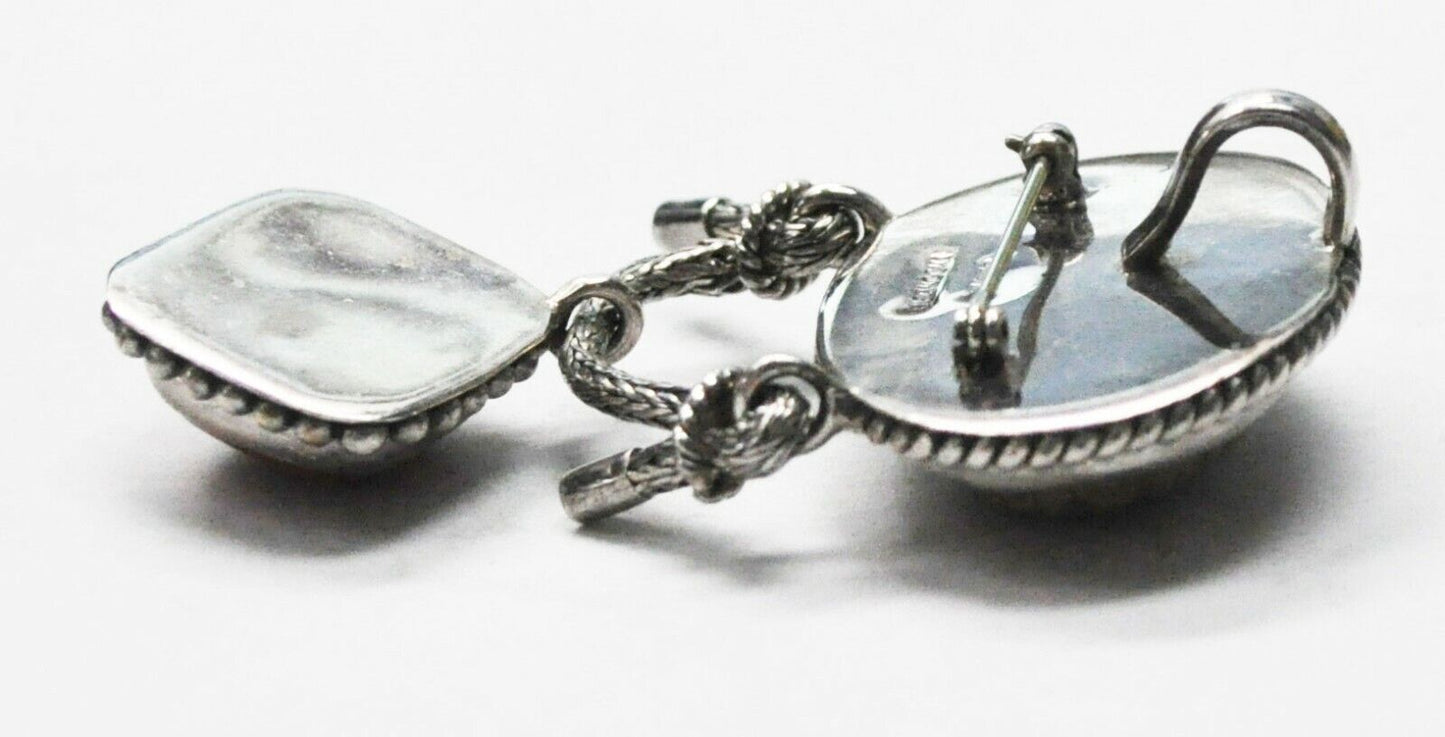 Sterling Bali Suarti Red Brown Jasper Chain Dangle Pendant Brooch 2-5/8" x 35mm