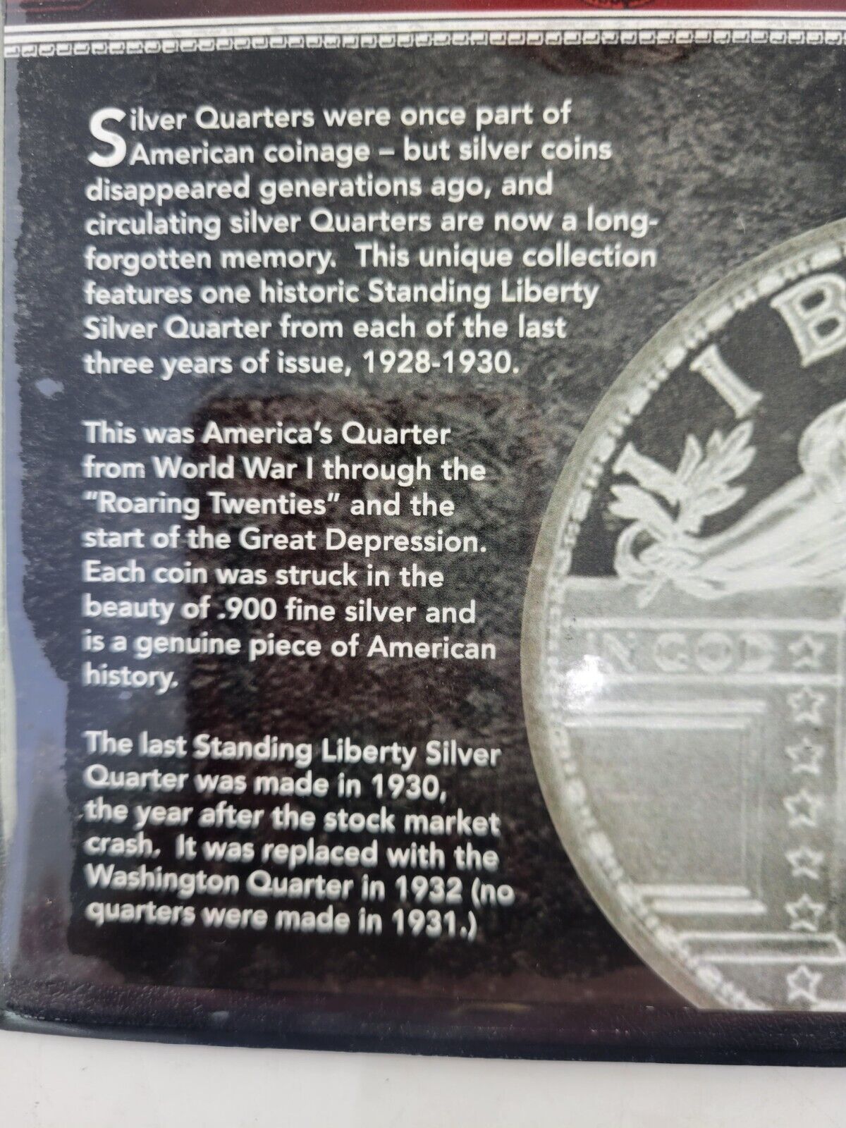 The Last Three Standing Liberty 25c Quarters 1928-1929-1930 w/COA