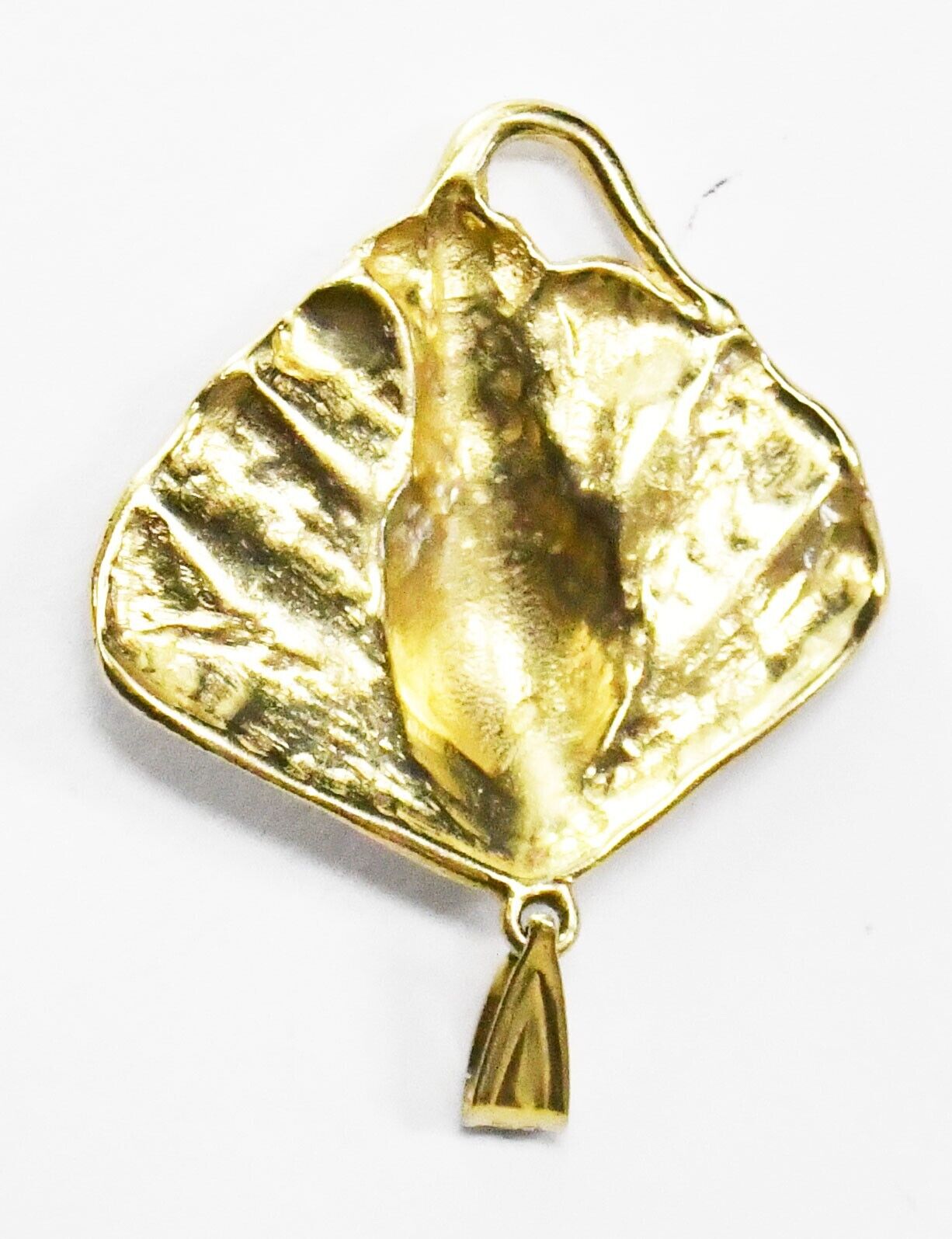 14k Yellow Gold DZ Stingray Devil Manta Ray Fish Pendant 35mm x 26mm