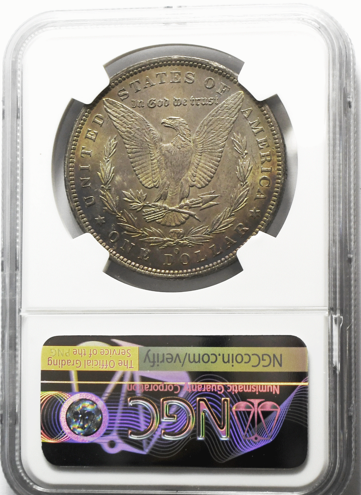 1885 O $1 Morgan Silver Dollar MS61 NGC Uncirculated Rainbow Toned