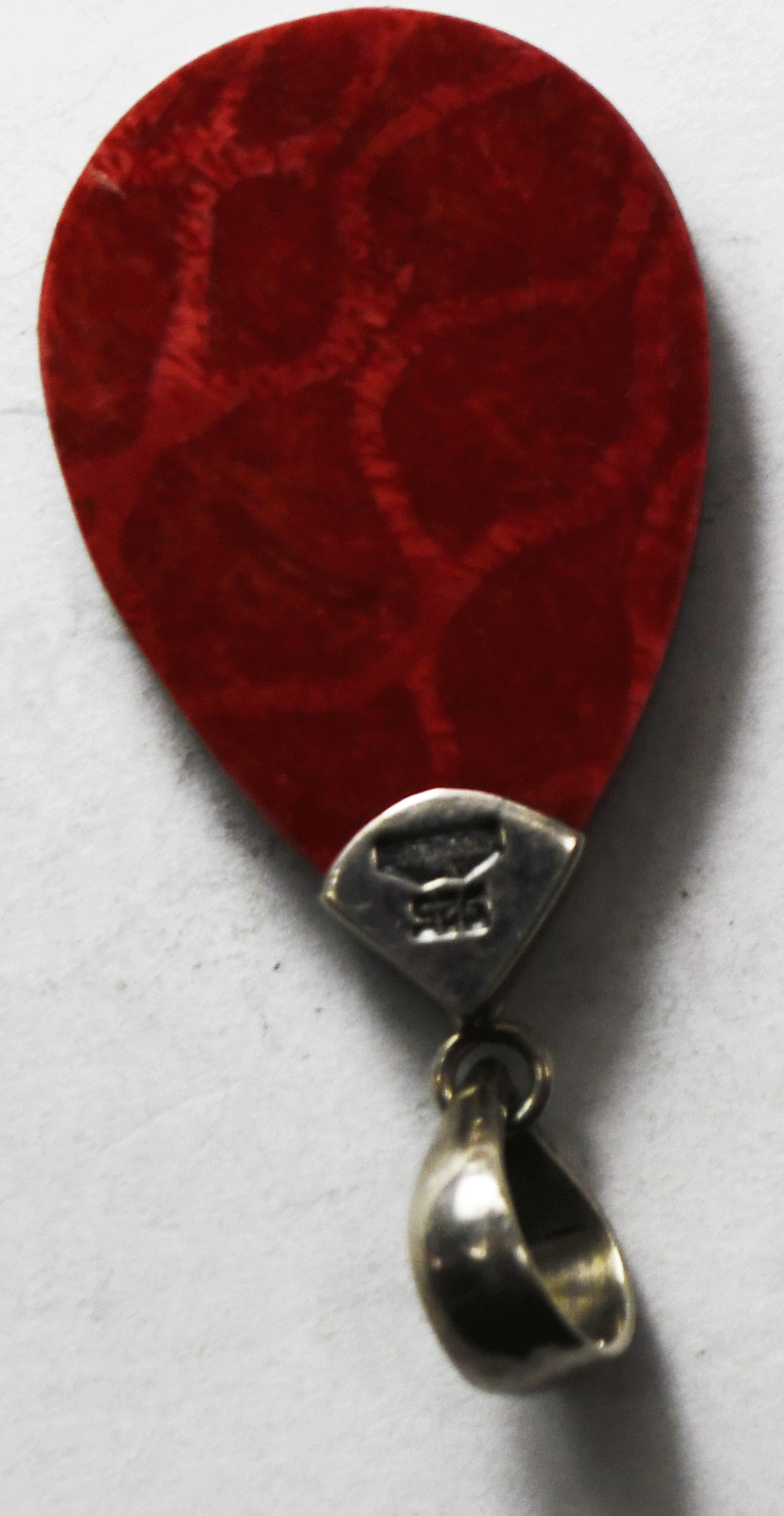 Sterling Silver Mexico ATI Red Jasper Teardrop Pendant 42mm x 21mm