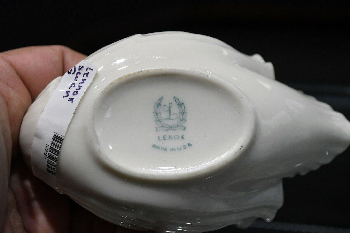 Vintage Off White Lenox Porcelain Swan Dish 5" x 3 1/2" Made in USA