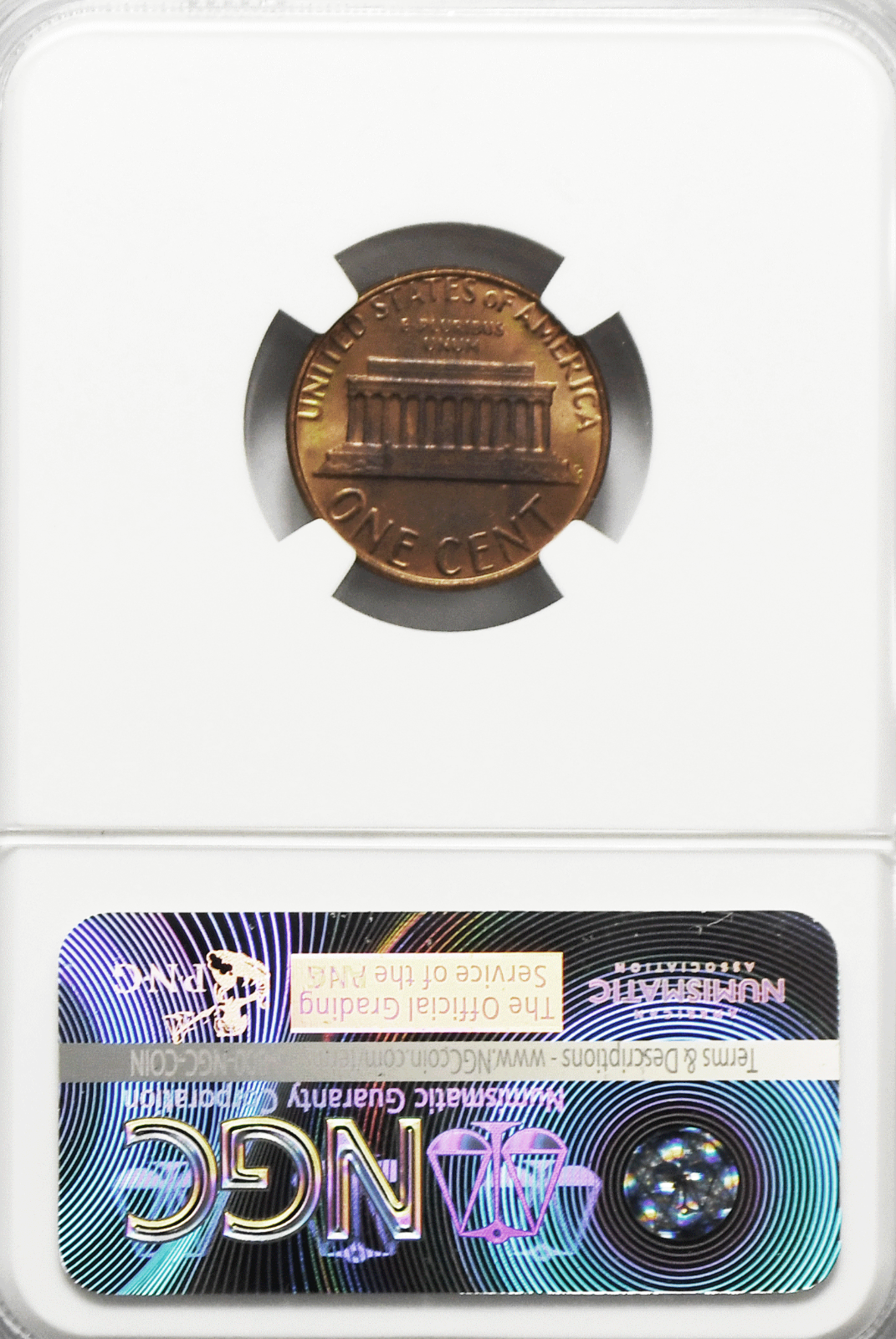 1982 1c Lincoln Memorial Cent One Penny NGC MS 65 RB Large Date Bronze