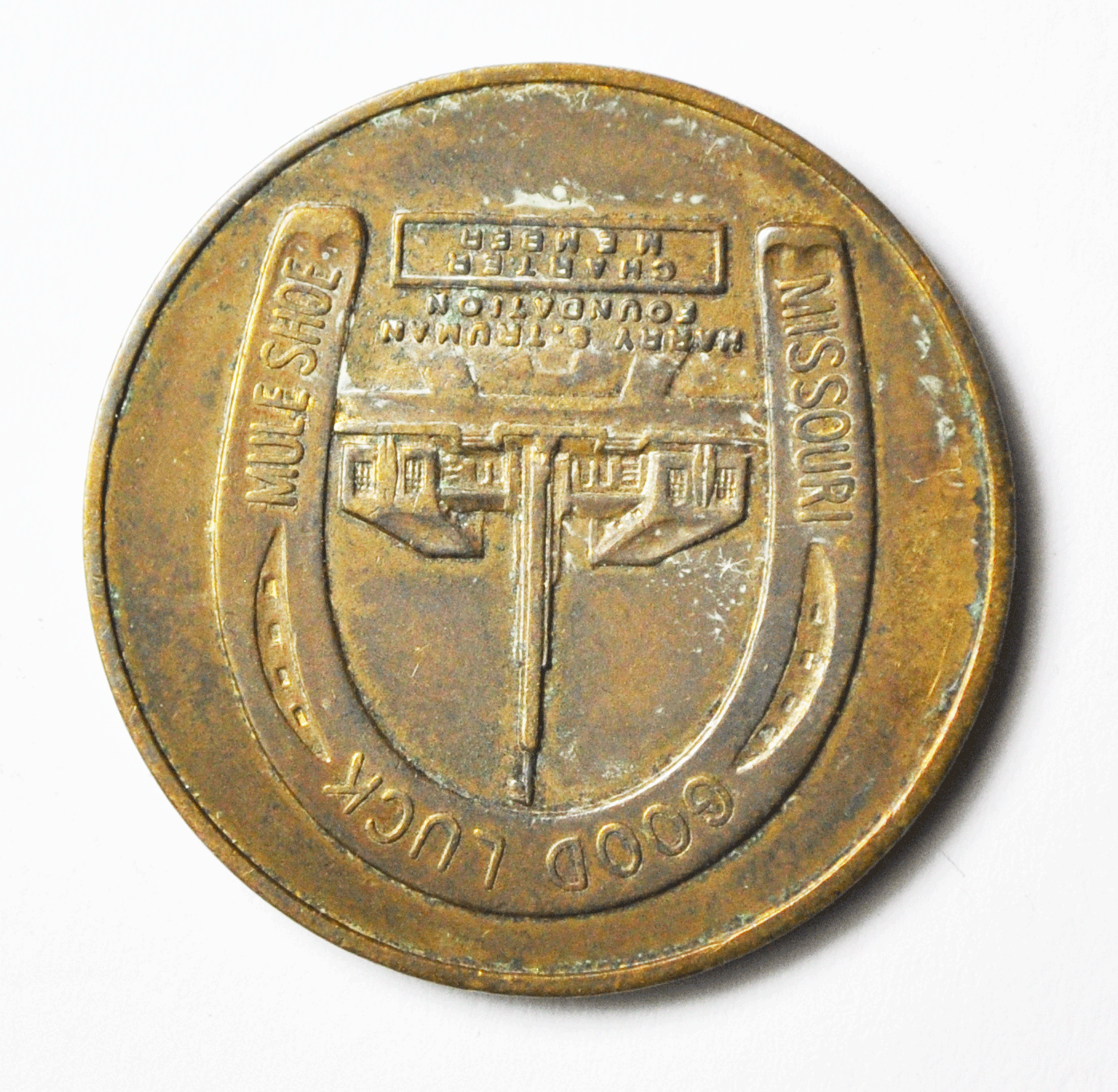 Harry Truman Copper Good Luck Mule Shoe Foundation Medal 29mm