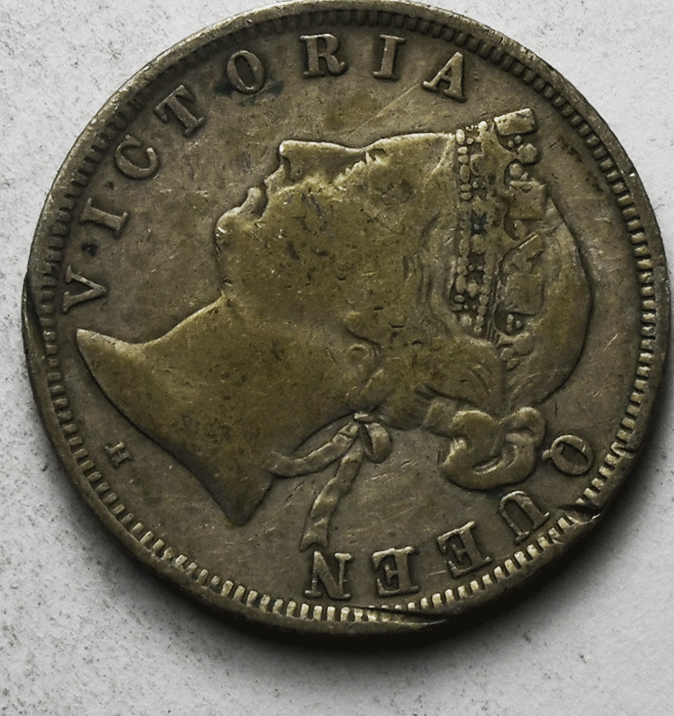 1890 20c Straits Settlements Twenty Cents Silver Coin KM#12