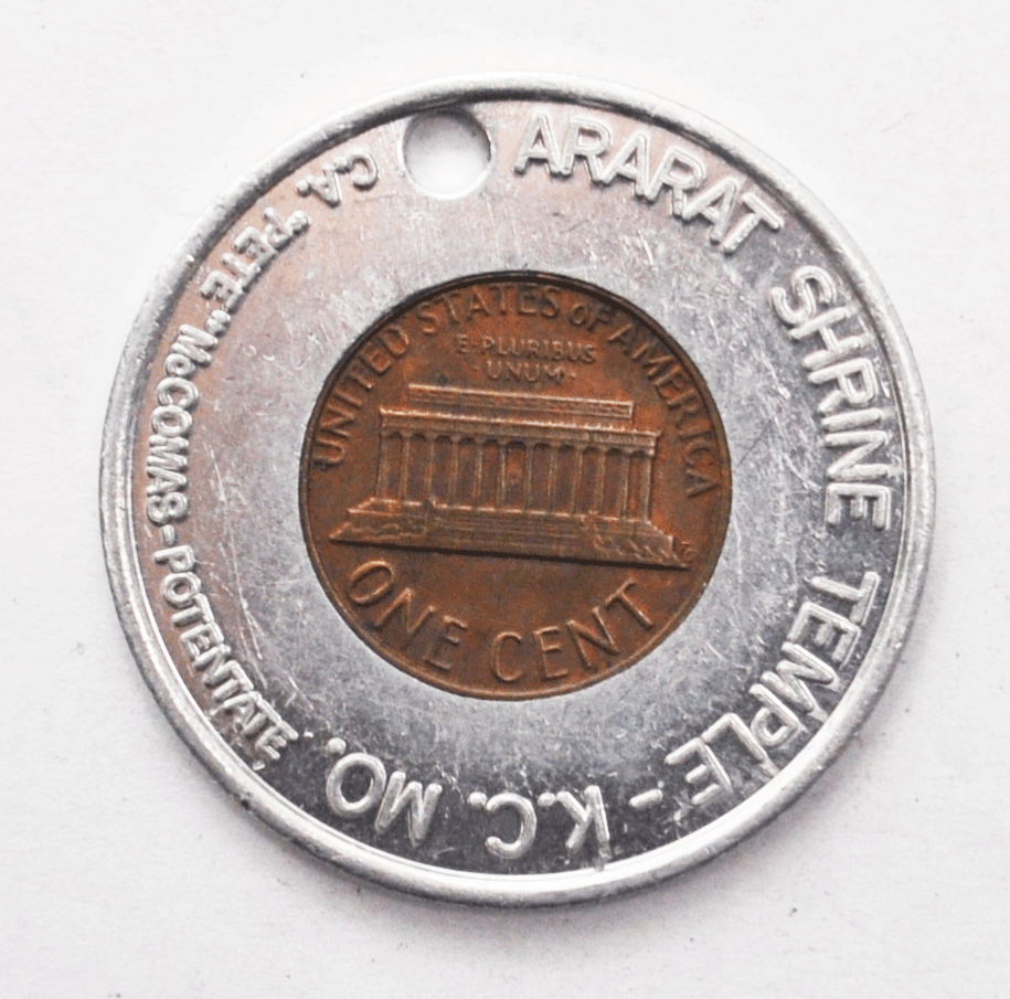 Get One in 81 May 23- Aug 29 Shrines Temple KC MO ARARAT Encased Penny 11-21
