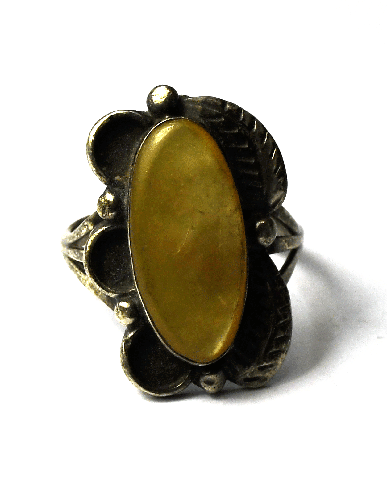 Sterling Silver Sunburst F Yellow MOP Floral Ring 25mm Size 10