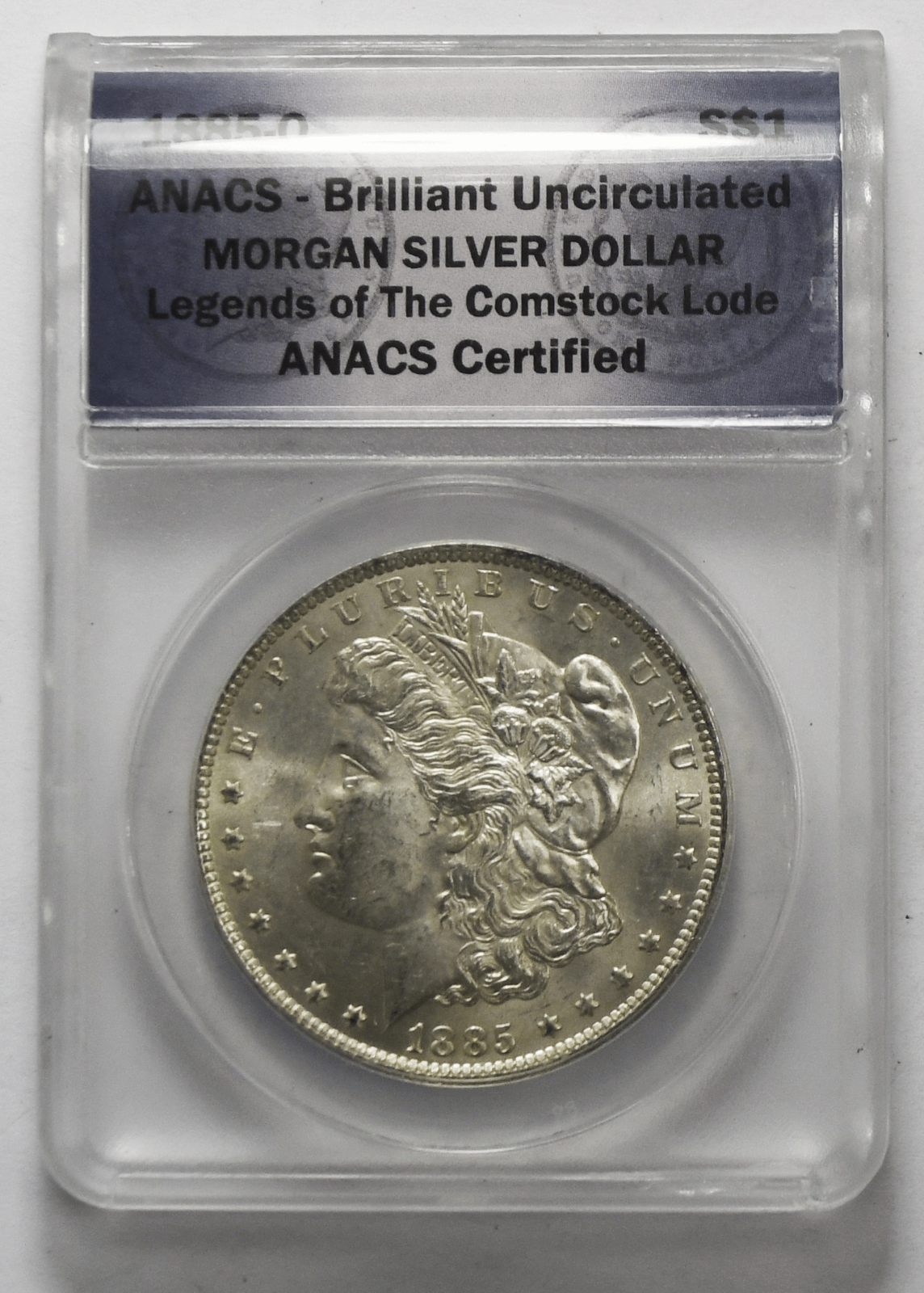 1885 O $1 Morgan Silver One Dollar New Orleans ANACS Brilliant Uncirculated