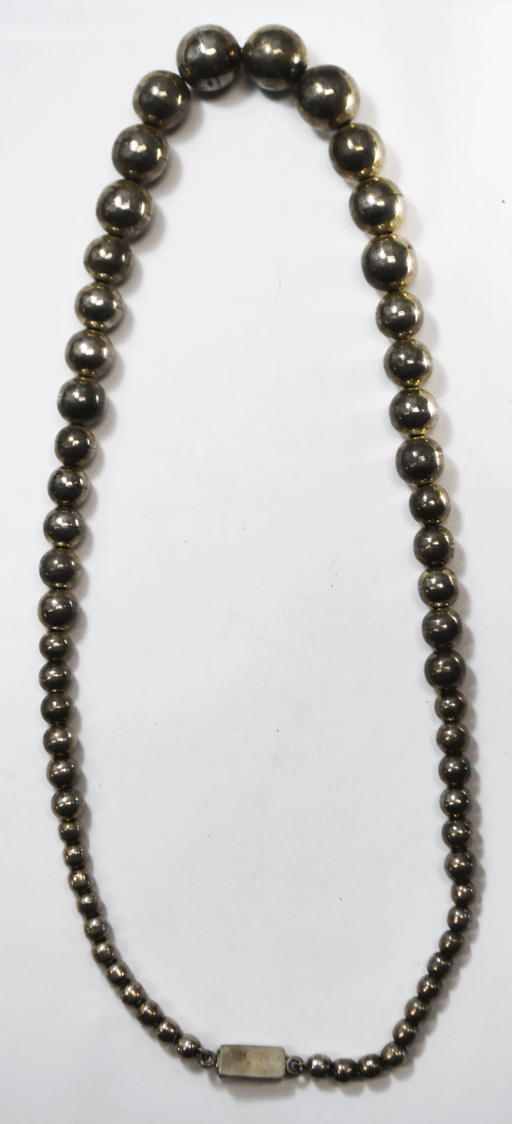 Sterling Silver Mexico 6-16mm Graduated Bead 22.5" Necklace 91.4g