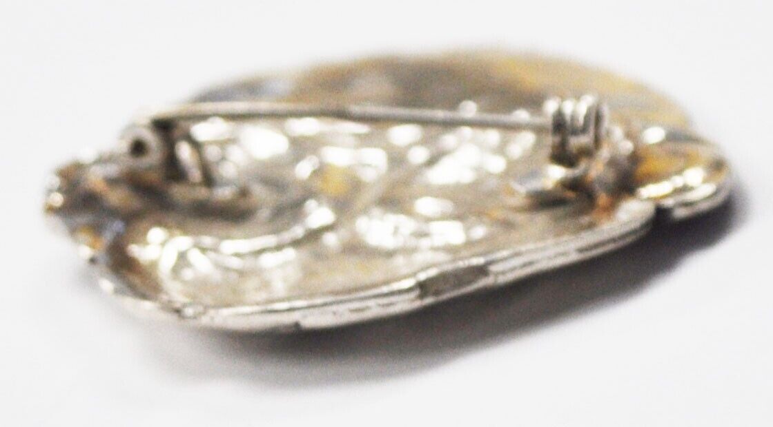 Sterling Silver Bearded Face Santa Christmas X-mas Brooch Pin 39mm x 37mm